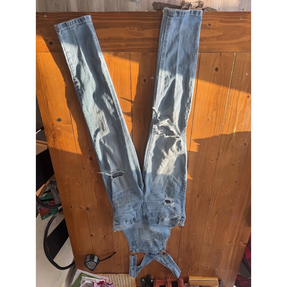 BLUE SPICE Girls Denim Overalls Distressed Light Wash Size 5